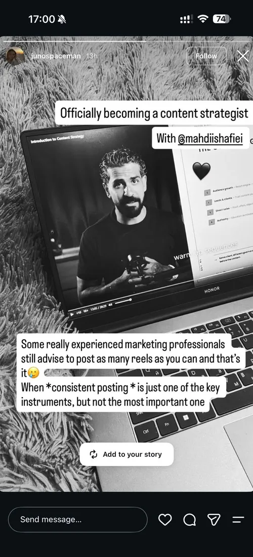 A member finishing the week: βOfficially becoming a content strategist.β